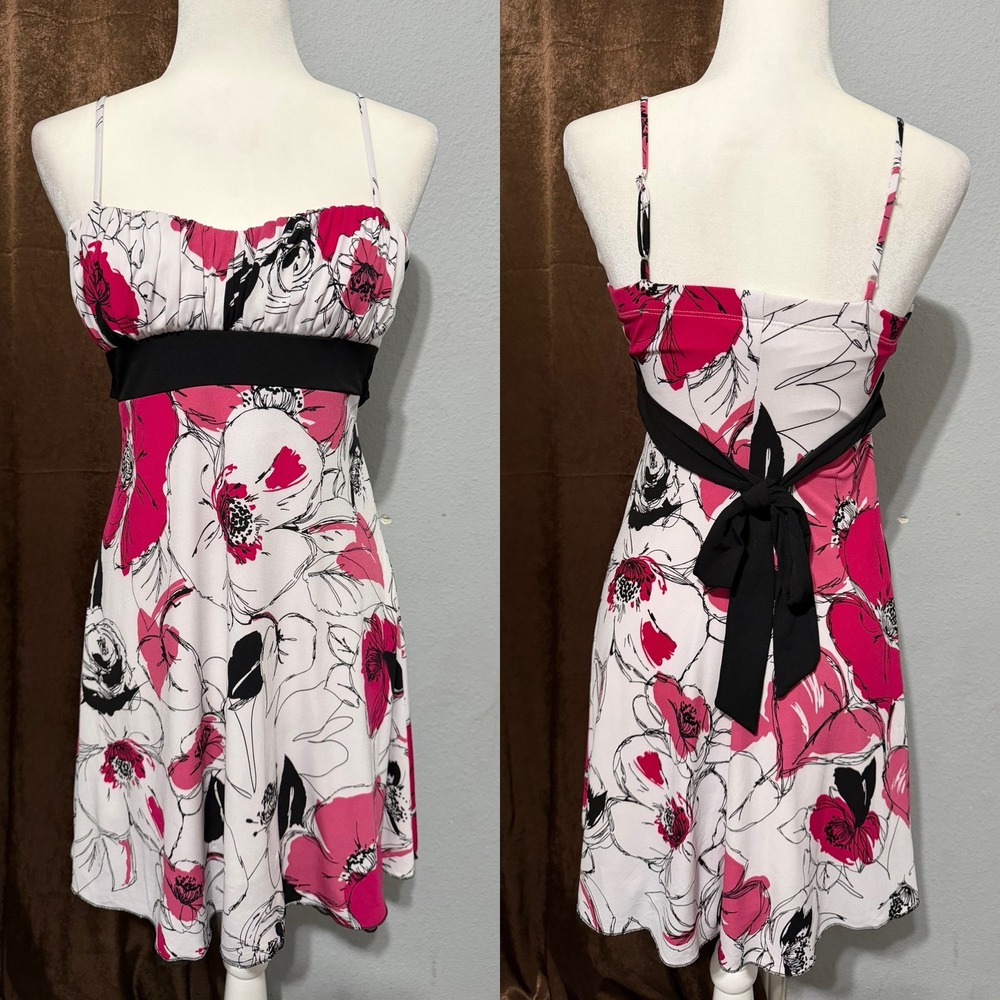 Vintage Y2K‎ Speechless Mini Dress S Pink Floral Fit Flare Sweetheart Tulle Hem